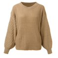 thumbnail image 4 of Vedolay Fall Sweaters Women's Crew Neck Long Sleeve Pullover Sweater Casual Loose Fall Tops,Khaki M, 4 of 5