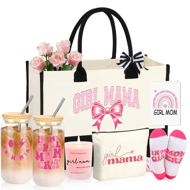 Set de regalo JTENGTOP Girl Mom con botella de vidrio, calcetines y más