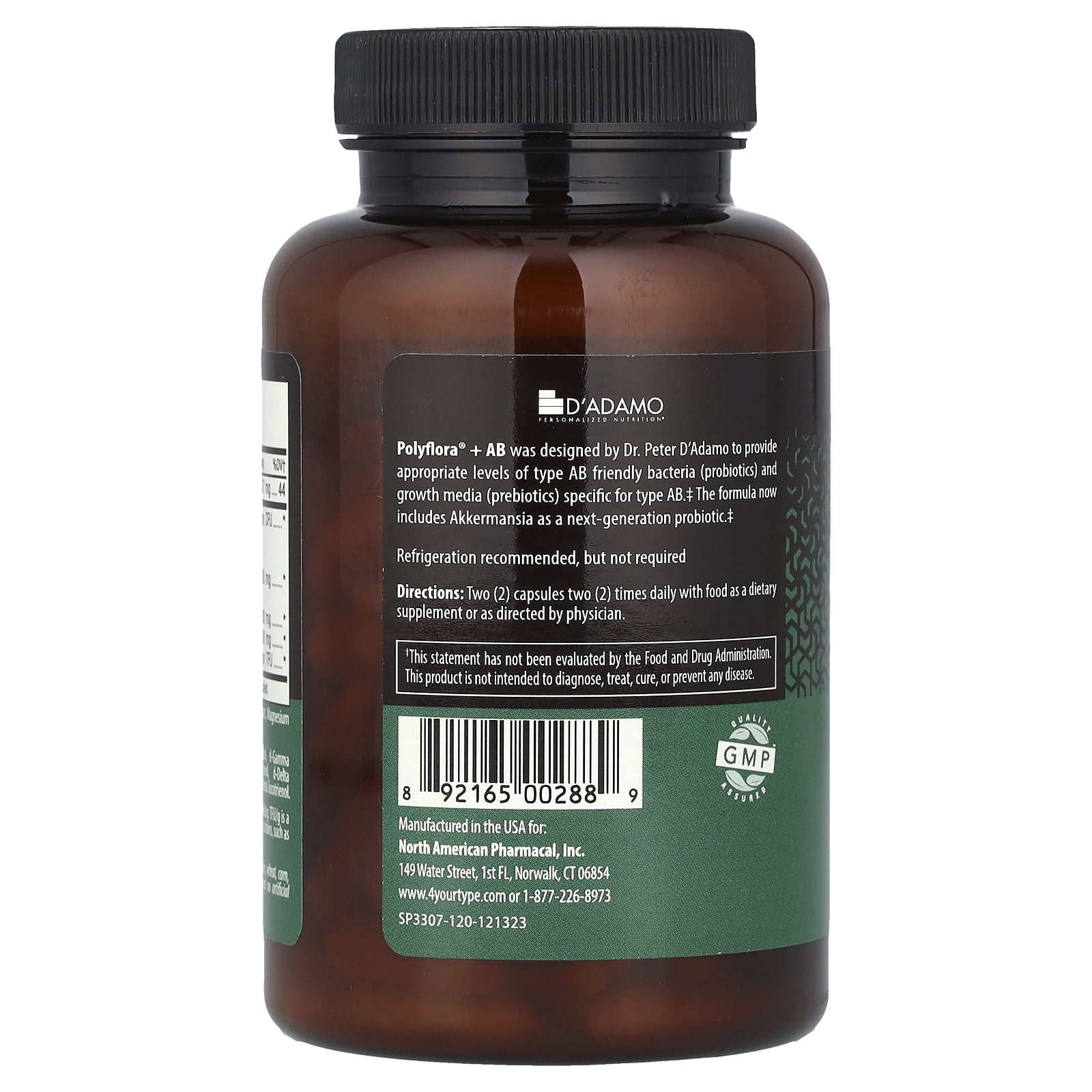 D'adamo Polyflora®+ AB, Multi-Function Probiotic Formula , 120 VeggieCaps