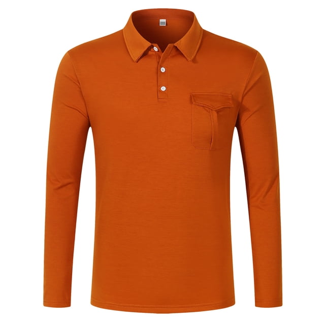 Blusa y camisa de manga larga con cuello vuelto para hombre, informal, de moda, con botones y bolsillo.
