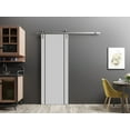 thumbnail image 4 of Sturdy Barn Door 30 x 96 inches | Planum 0016 Grey Matte with Frosted Glass | Stainless Steel 6.6FT Rail Hangers Heavy Set | Solid Panel Interior Doors, 4 of 6
