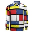 thumbnail image 3 of Colorblock Blouse Mens Mondrian Reinterpretation Shirt Long Sleeve Classic Streetwear Casual Shirts Autumn Printed Top Plus Size, 3 of 6