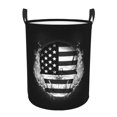 thumbnail image 1 of XMXT Collapsible Laundry Basket, American Flag Skull Print Waterproof Laundry Hamper, 40L Black, 1 of 8