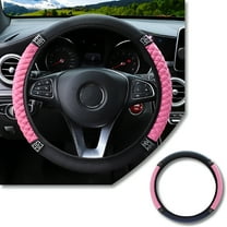 MELIVO Pink Pu Leather Diamond Car Steering Wheel Cover Protector 38Cm Accessories