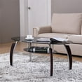 thumbnail image 2 of Hodedah Tempered Oval Glass Coffee Table in Black, 2 of 3