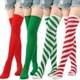 thumbnail image 2 of Chiristmas Women Stocking Candy Color Long Socks Warm Thigh High Overknee Decor Red YIWEI, 2 of 11