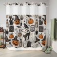 thumbnail image 6 of No Hook Shower Curtain, Halloween Shower Curtains for Bathroom with See Through Top Window, Pumpkins Cat Orange Black Waterproof & Washable Bath Curtain 66"x72", 6 of 8