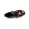 thumbnail image 4 of BLISSFUL STEP Women's Printed Platform Block Heel Combat Boots Black Pink 7, 4 of 7