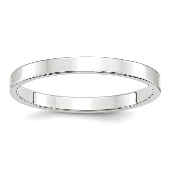 14k White Gold Solid Polished Lightweight 2.5mm Ltw Flat Band Size 7 Ring Ring for Women and Men