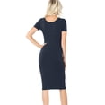 thumbnail image 4 of Womens Short Sleeve Bodycon Fitted Knee Length Midi Dress, 4 of 7