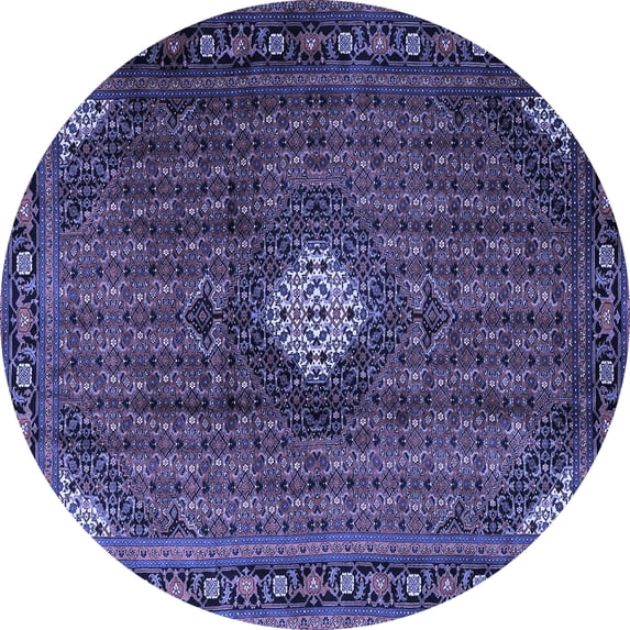 Ahgly Company Machine Washable Indoor Round Persian Blue Traditional Area Rugs, 5' Round