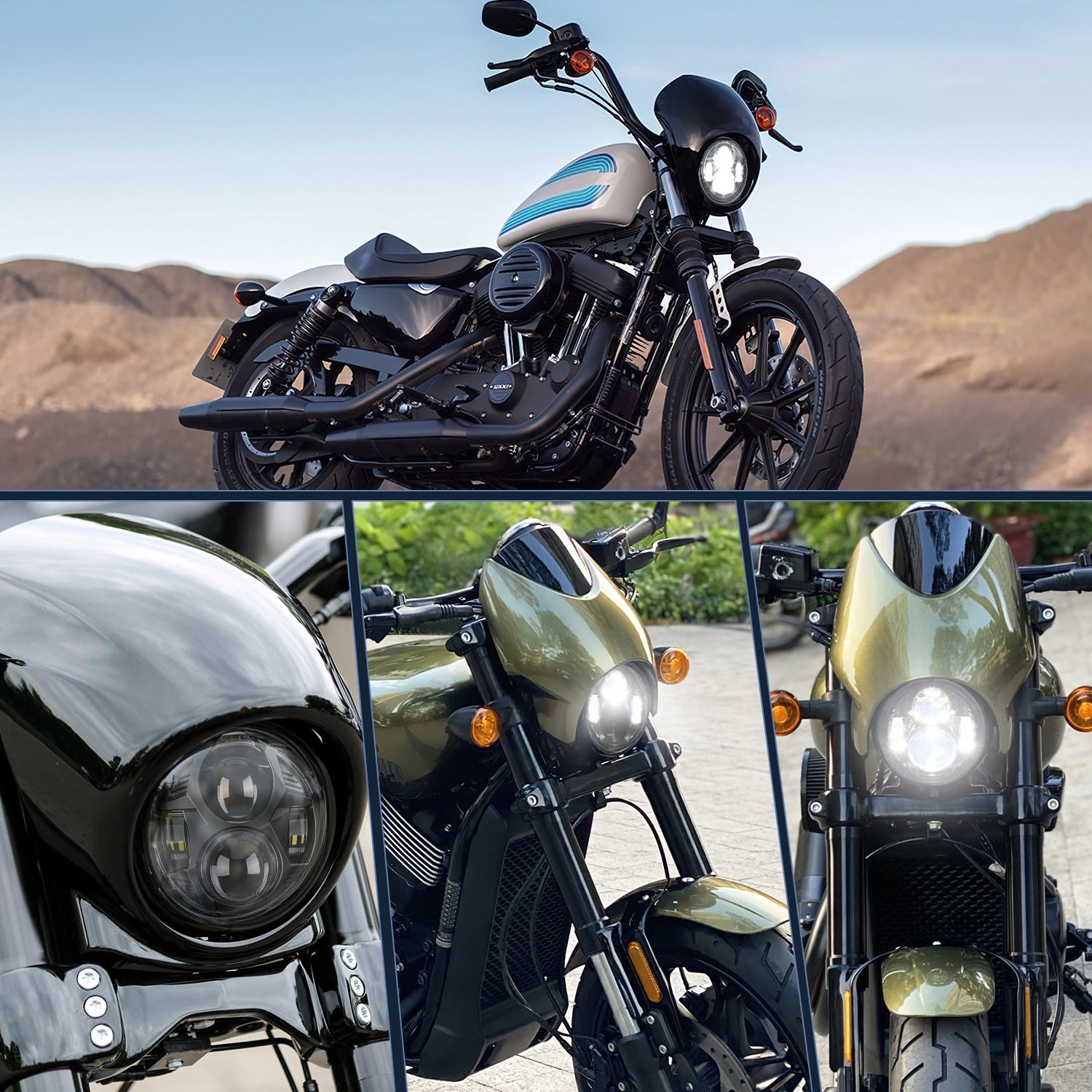 Nilight 5-3/4 5.75 Inch Motorcycles LED Headlight Compatible with Harley Davidson Sportster Iron 883 Dyna Street Bob Super Wide Glide Low Rider Night Rod Train Softail