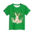 thumbnail image 4 of Blusas y camisas de manga corta con cuello redondo Camiseta estampada de manga corta de Pascua para niños Cuello redondo Manga corta Casual Versátil Para niñas Niños Top de poliéster, 4 of 5