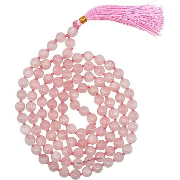 Rose Quartz Mala Beads 108 Buddhist Prayer Beads Japamala Hand Knotted
