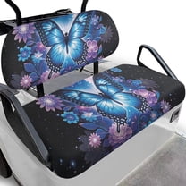 FUIALDOLG Blue Flash Butterfly Front and Back Seat Cover Universal Fit for Club Car Precedent Golf Cart Floral Print Breathable Golf Cart Bench Seat Covers for Women Men Washable