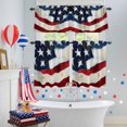thumbnail image 4 of Independence Day Kitchen Curtains Valances 3 Piece Set, United States Flag Rod Pocket Tier Curtain and Valance Drapes for Small Window 36 Inch Length for Bedroom Cafe, 4 of 9