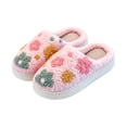 thumbnail image 4 of CUZIBR Kids House Slippers Girls Cute Flower Fuzzy House Slippers Close Toe Warm Winter Lovely Indoor Shoes,Pink,7-8 Years, 4 of 4