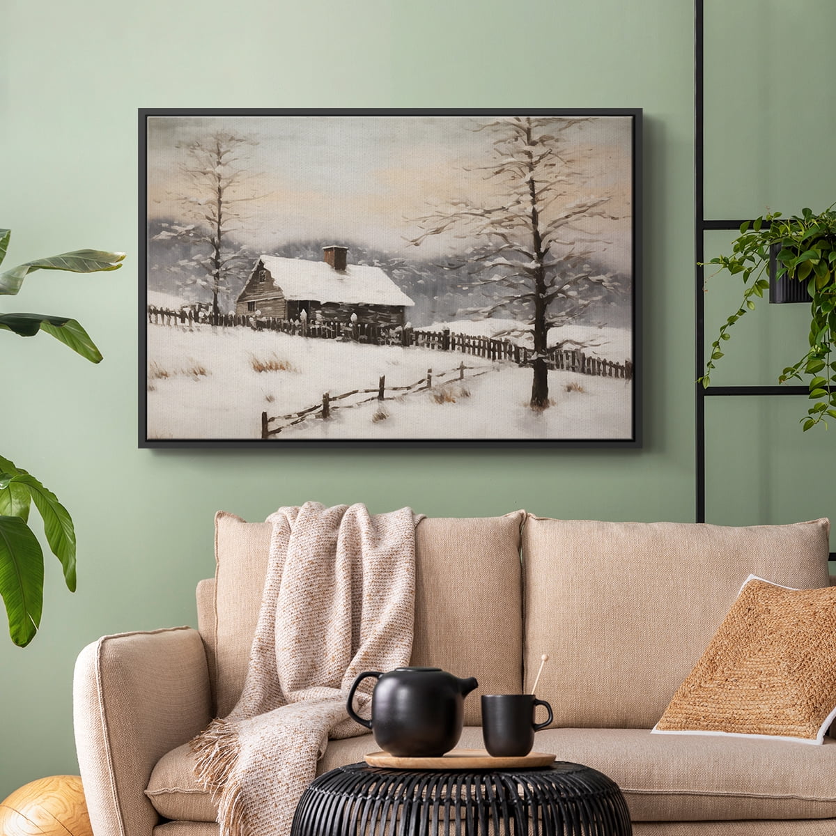 Vintage Landscape-II By Wexford Home Framed in Black Wood Gallery Wrapped Canvas 25 in. x 37 in.