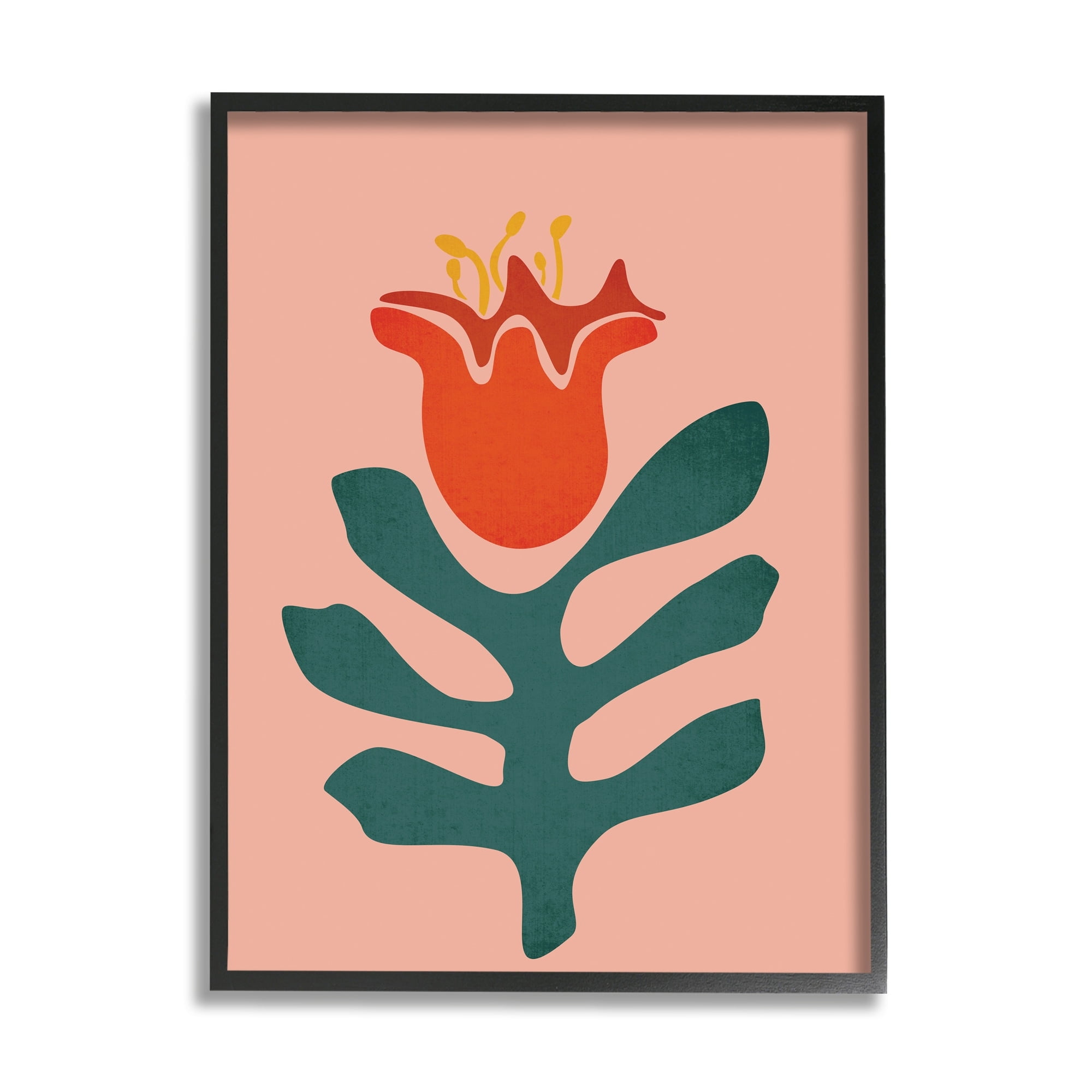 Stupell Industries Modern Tulip Flower Bud Abstract Cutout Shapes Graphic Art Gray Framed Art Print Wall Art, Design by JJ Design House LLC
