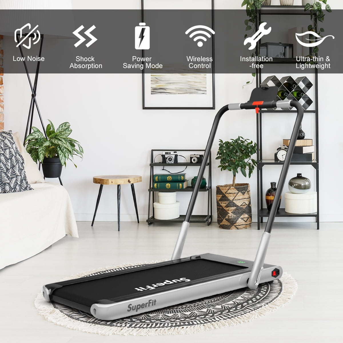 SuperFit 2.25HP 2 in 1 Foldable Under Desk Treadmill Remote Control