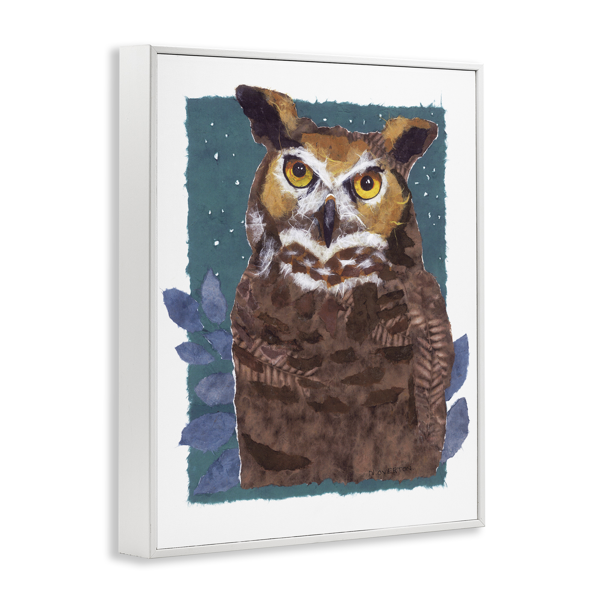 Stupell Industries Stern Owl Portrait Animals & Insects Painting White Framed Art Print Wall Art, 24 x 30