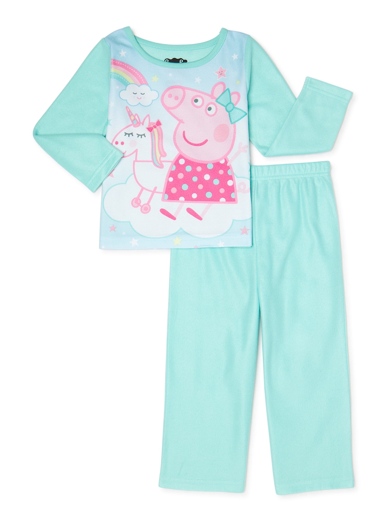 Peppa Pig Toddler Girls Pink Blue Play Cotton 2 Pack Pajamas Size 3T 