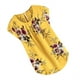 thumbnail image 1 of Qarigey Camiseta de mujer Camiseta plisada estampada Top Cuello Blusa de manga corta Prendas para la parte del cuerpo Amarillo L Qarigey AP003086-13, 1 of 6