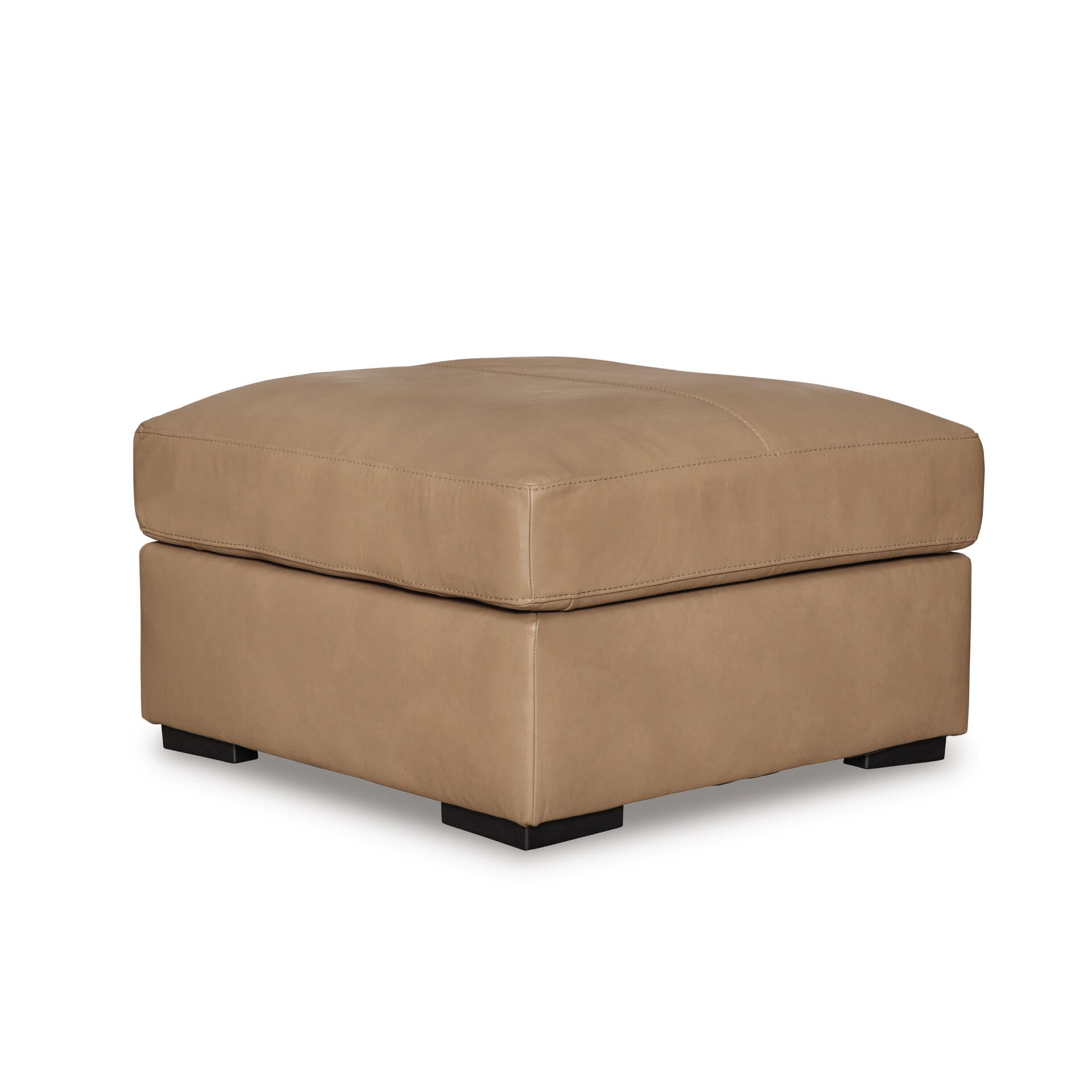Signature Design by Ashley Bandon Oversized Accent Ottoman, Top Grain Leather Cushion, Toffee