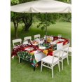 thumbnail image 3 of Outdoor Tablecloth with Umbrella Hole and Zipper, Christmas Snowman Rectangle Table Cloth 54x80 Inch Waterproof Tablecloth, Black Red Checked Snowflake Pine Tree Picnic Table Cover for Patio Camping, 3 of 7