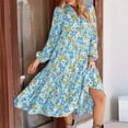 thumbnail image 2 of DHFJKG Bohemian Floral Dresses For Women Long Sleeve Casual Loose Fit Turndown Collar Spring Summer Midi Dress Beach OutFits Soft Dresses, 2 of 5
