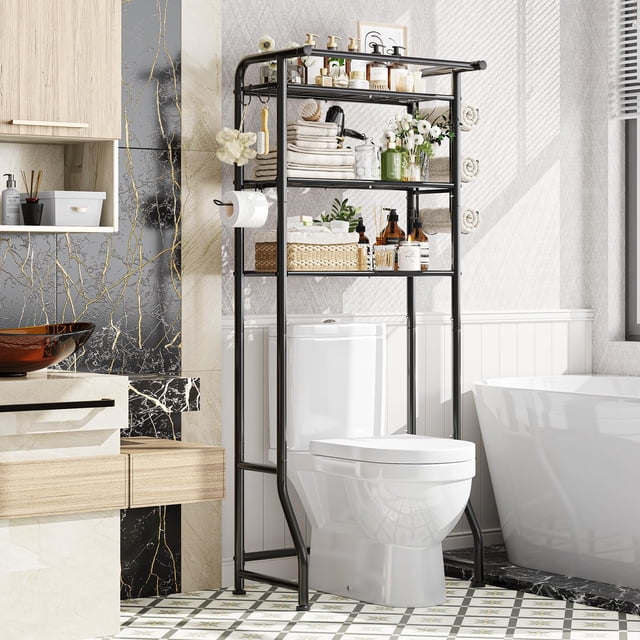 Organizador de estante para baño Simple Trending de 3 niveles, negro