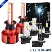 For Hyundai Sonata 2010 LED Headlight H1 High H11B Low 881 Fog Light Bulbs Kit 6000K White 6x