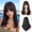 Dark Tea, variant on shoulder-length wig for women natural black layered wig natural full head set with bangs straight hair