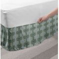 thumbnail image 2 of Floral Bed Skirt, Abstract Damask Inspired Desgin Floral and Ornamental Background, Elastic Bedskirt Dust Ruffle Wrap Around for Bedding Decor, 4 Sizes, Blue and Taupe, by Ambesonne, 2 of 2