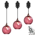 thumbnail image 1 of FSLiving Hauteur Réglable Juno Suspensions d'Éclairage sur Rail, Cordon de 4 Pieds, Télécommande en J Gradation Continue Ampoules Edison Intelligentes Globe en Verre Martelé Rose-bengal pour Bar 3 Lumières Cuisine Plafond, 1 of 9