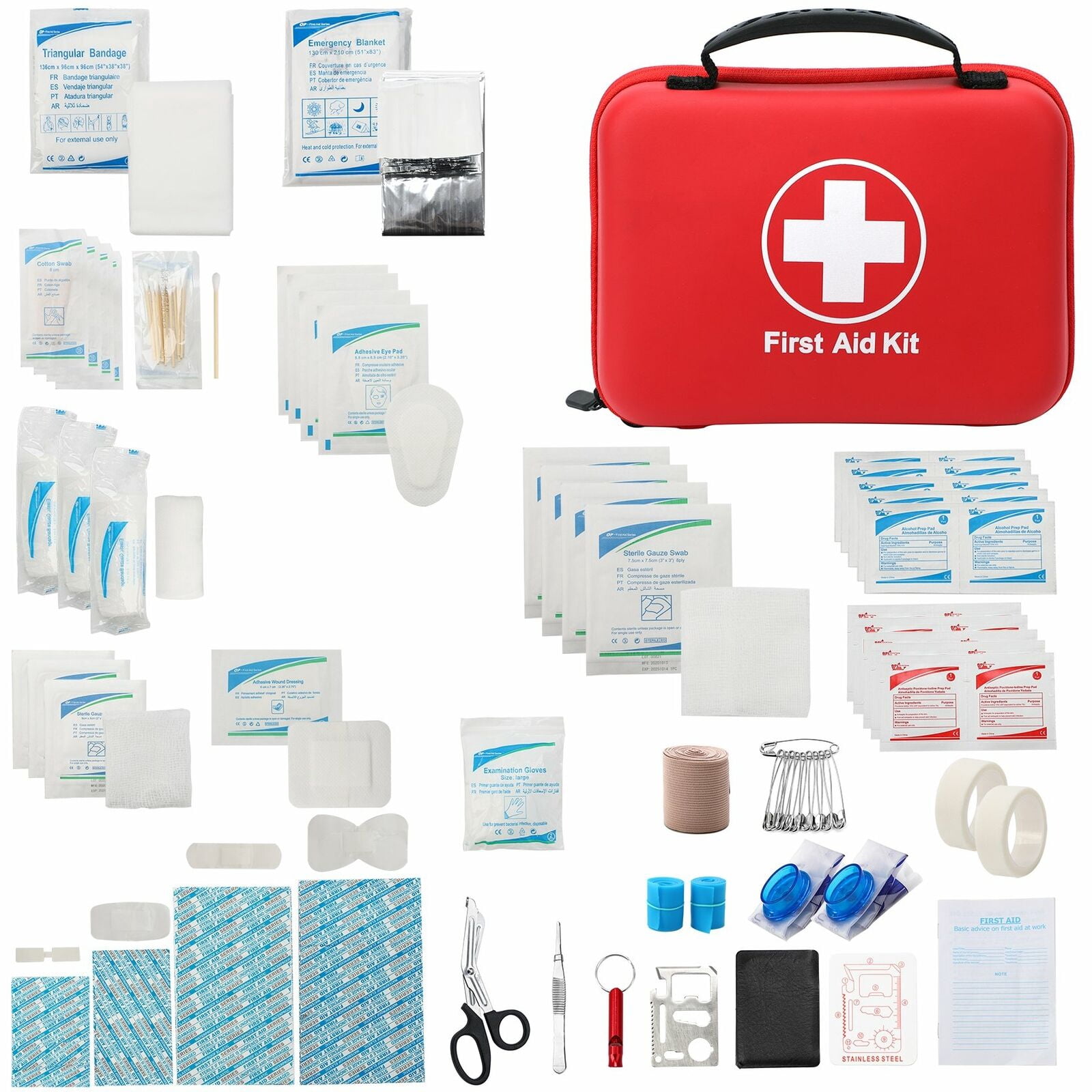 CarBole First Aid Kit - 237 Piece - Small First Aid Kit for Camping, Hiking, Backpacking, Travel, Vehicle, Outdoors - Emergency & Medical Supplies