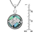thumbnail image 5 of Fierce and Noble Wolf Abalone Shell Sterling Silver Round Pendant Necklace, 5 of 6