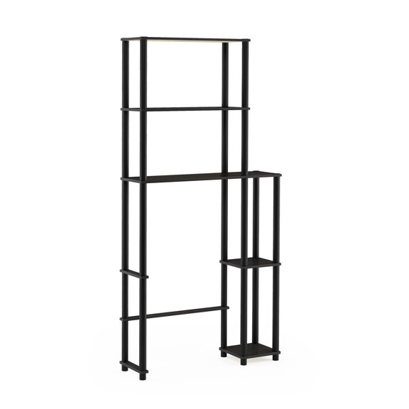 Furinno Turn-N-Tube Toilet Space Saver with 5 Shelves, Espresso/Black, 17050EX/BK