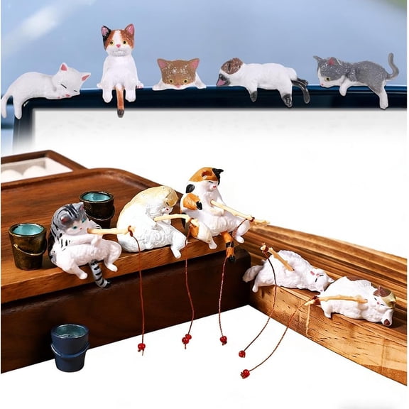 Mini Cat Desk Decor, Office Decor Funny Dog Desk Figurines Rearview Mirror Accessories, Cute Car Dashboard Decorations & Computer Monitors & Computer, Kawaii Computer Monitor Pets