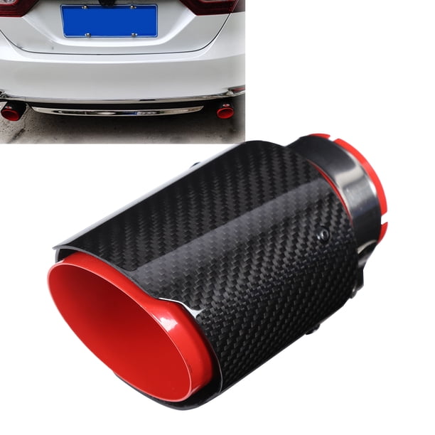 Extremo del tubo de escape, Punta de Escape Rojo Fácil Instalar 2.5in Fibra de Carbono de Entrada de 3.5 Pulgadas Con Fibra de Carbono Busque Universal Para Automóvil
