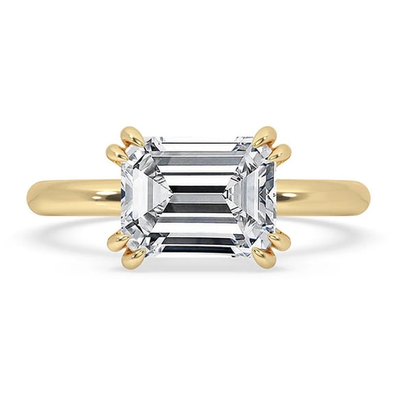 GIMELIS Emerald Cut Lab Grown Diamond Engagement Ring in Yellow Gold