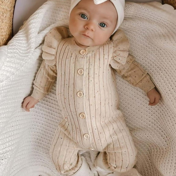 Girls Bodysuits Autumn Knit Romper Comfortable Jumpsuit for Baby Toddler Fashionable Apparel Soft Material Versatile Camping Outfit for Warm Weather