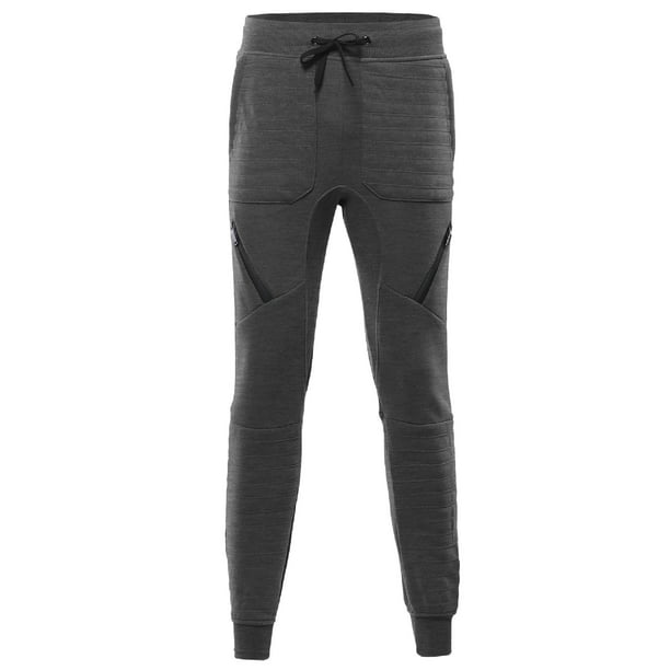 FashionOutfit Men's Ribbed Jogger Pants With Zipper Detailing - Walmart.com