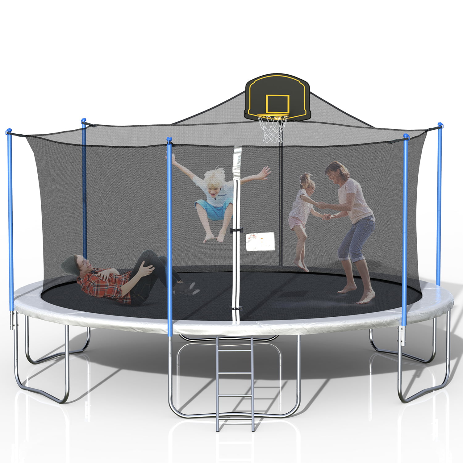 Garden trampoline with Safety Enclosure Netting and Ladder Edge Cover Jumping Mat Rocket Bunny Outdoor Trampoline Starter Kids Trampoline