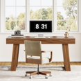 thumbnail image 4 of Tribesigns 55" Executive Desk with Drawer, Retro Brown Computer Office Desk with Wide Desktop , Modern Business Workstation Table for Home Office, 4 of 5