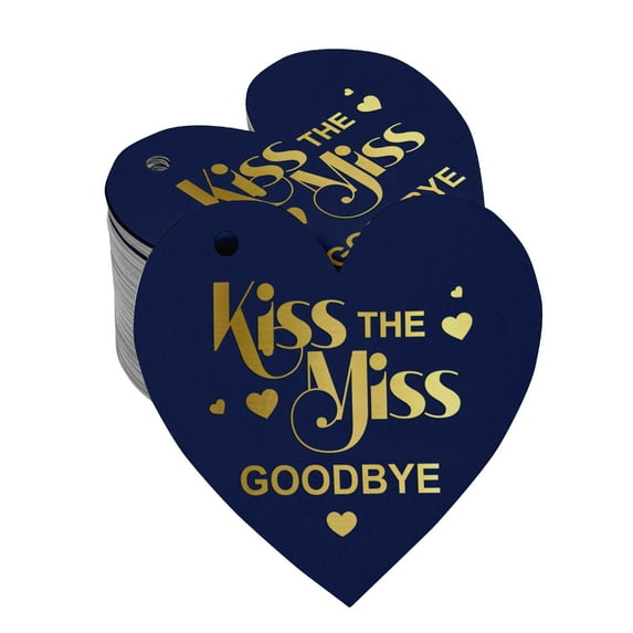 Inkdotpot Kiss The Miss Goodbye Bridal Shower Bottle Tag Real Gold Foil Favor Hang Tags Pack Of 100