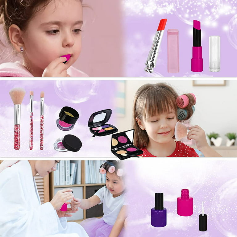  Kids Makeup Kit for Girl with Purse - Little Girl Washable Makeup  Set with Peelable Nail Polish and Nail Dryer-Real Makeup for Kids 8-12 with  Mascara - Girl Birthday Gifts 