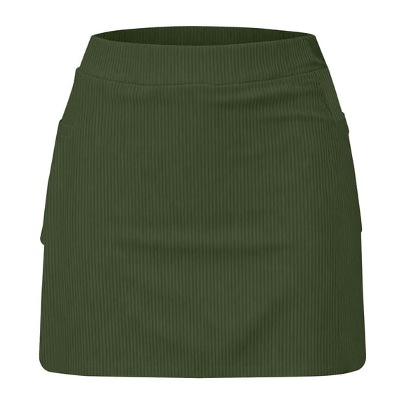 Momihoom Women's Ribbed Knit Active Skort with Built-in Shorts, High Waisted Tennis Skirt for Workout and Casual Wear