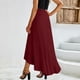 thumbnail image 4 of Faldas acampanadas de color liso para mujer, ropa de calle elástica informal elegante con dobladillo dividido FLhrweasw Nuevo, 4 of 7