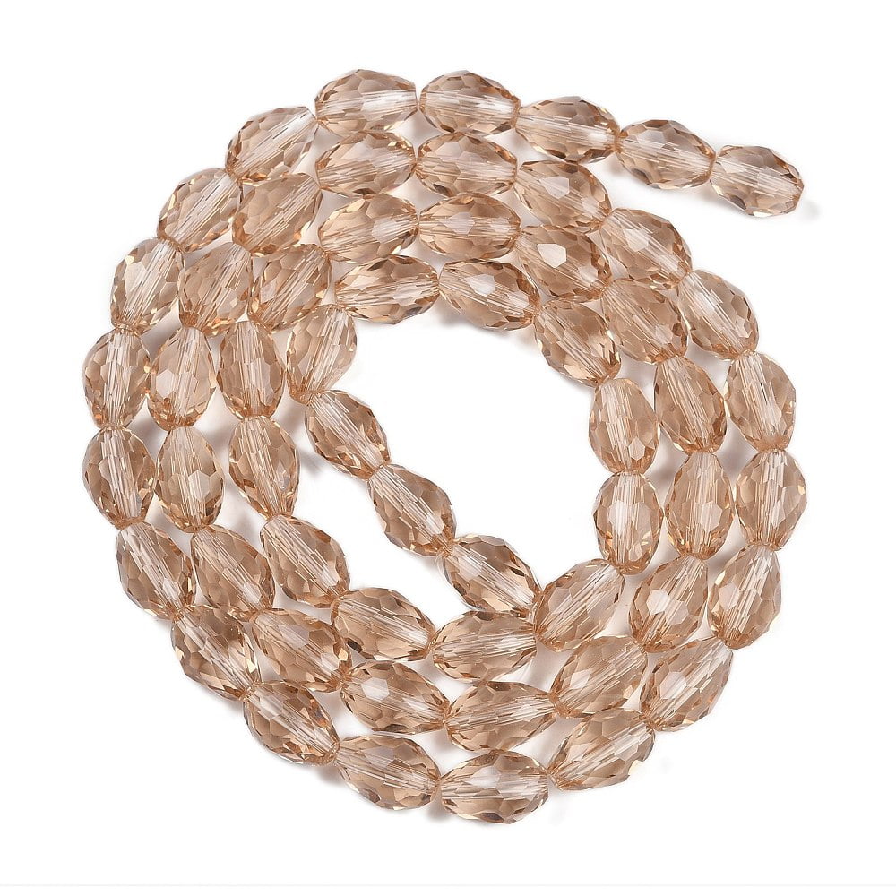 Transparent Glass Beads Strands Faceted Teardrop Camel 11.5x8mm Hole: 1.2mm about 55~57pcs/strand 25.59 inch(65cm)